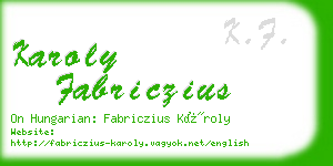 karoly fabriczius business card